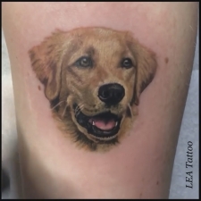 Mini dog portrait in color  by LEA Tattoo