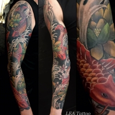 Japanese inspired sleeve in color  by LEA Tattoo