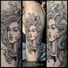 Graphic styled Medusa  by LEA Tattoo