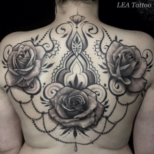 Backpiece rose and mandala  by LEA Tattoo